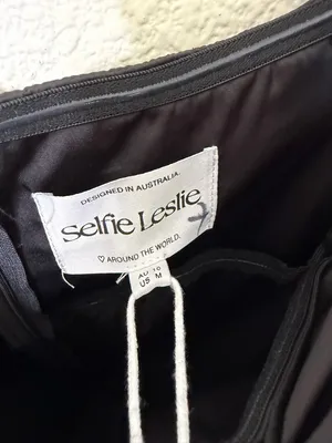 NWT Selfie Leslie Sensations‎ Off Shoulder Satin Maxi Dress Black Womens Size M thumbnail 8
