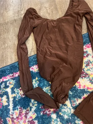 Aerie smootheez Women's Long-Sleeve Scoop Neck Bodysuit - Brown thumbnail 6