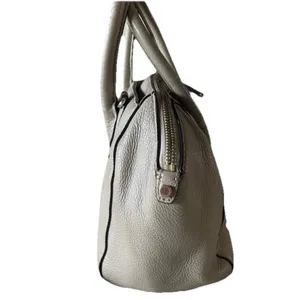 Rebecca‎ Minkoff Gray Pebbled Genuine Leather Satchel Handbag Silver Hardware thumbnail 2