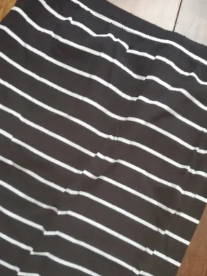 Striped Black and White Pencil Midi Skirt - Women Size Small thumbnail 2