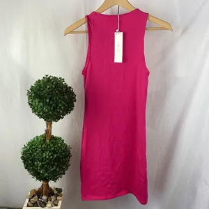 Zara Hot Pink Sleeveless Tank Shift Dress NEW M thumbnail 3