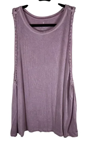 American Eagle Soft & Sexy Tank‎ Top Mauve Purple Braided Trim Sleeveless Large thumbnail 1
