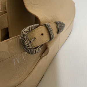 Matisse Embossed Wedge Western Sandals Leather Beige Platform Made in Brazil Sz9 thumbnail 10