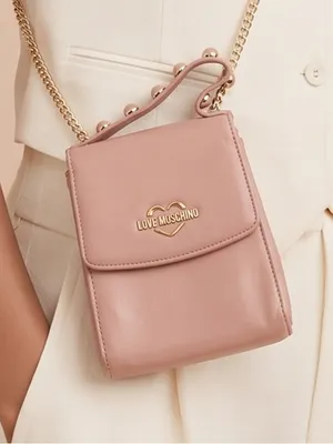 Love Moschino Dusty Pink Mini Crossbody with Gold Logo and chain strap thumbnail 1