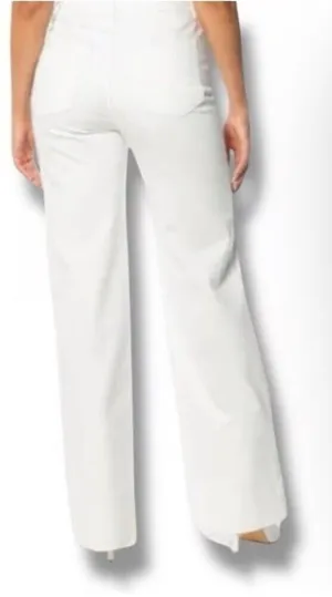 Juicy Couture NWT Women Size 24 White Denim Wide Leg Cuff High Rise Flare Jeans thumbnail 1