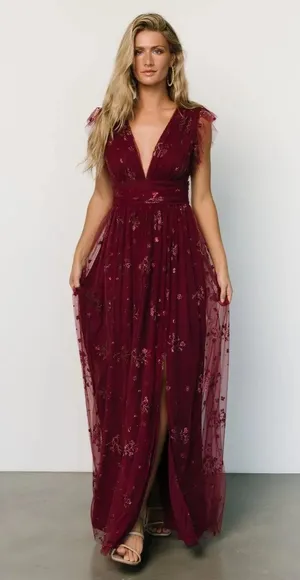 Baltic Born Wine Red Tule Dress L thumbnail 1