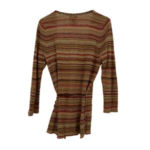 Lauren Ralph Lauren Wrap Cardigan Women Size M Multi-Color Striped Linen Blend thumbnail 8