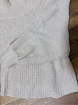 Free People Chunky Ribbed Mock Neck Sweater in Light Cream thumbnail 4