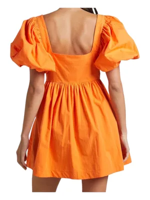 Showpo Orange Puff Sleeve Mini Dress Babydoll Tennessee Game Day 6 thumbnail 2