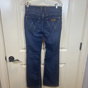 Wrangler® Women Mae Mid Rise Dark Blue Bootcut Jeans Size 5x32 Western Rodeo thumbnail 3