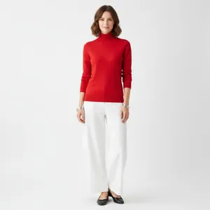 Calvin Klein Red Long Sleeve Ribbed Turtleneck Sweater Top M thumbnail 6