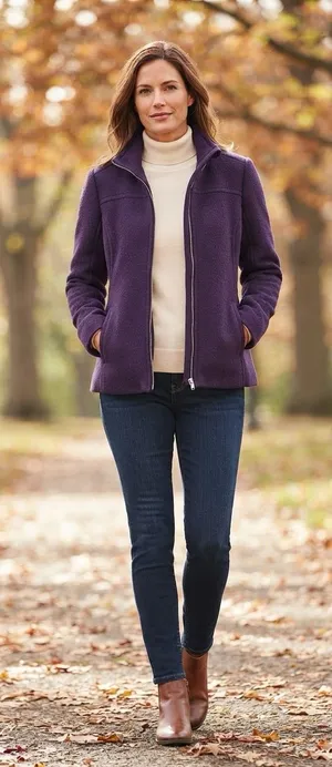 Lands' End Purple Wool Blend Zip Jacket Coat Petite 6P Plum Winter Fall thumbnail 1