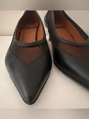Angel‎ Alarcon Kitten Heels Leather Sheer Pointed Toe Pumps in Black Sz 38 thumbnail 4