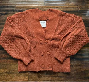 Abercrombie Rust Cable Wool Cardigan thumbnail 1