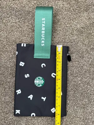 Starbucks Black Pouch with Green Logo Strap and White Lettering thumbnail 3