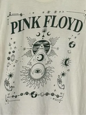 PINK FLOYD Graphic Band Tee M 20” p2p Cream/Black EUC thumbnail 4