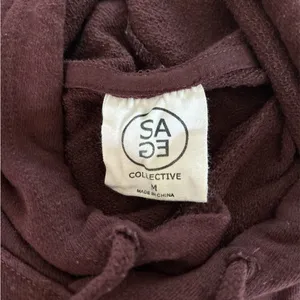 SAGE Burgundy Cropped Hoodie with Message on Front thumbnail 5
