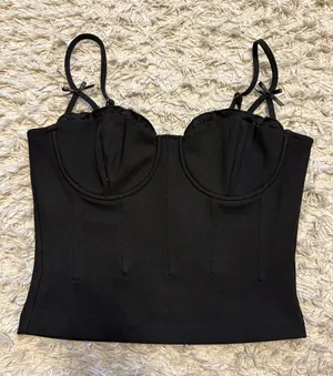 ASTR The Label Black Tank Top with Bow Details thumbnail 1
