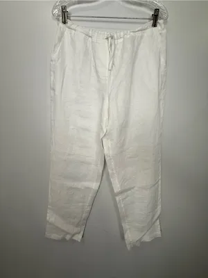 White Linen Drawstring Pants Size M thumbnail 3
