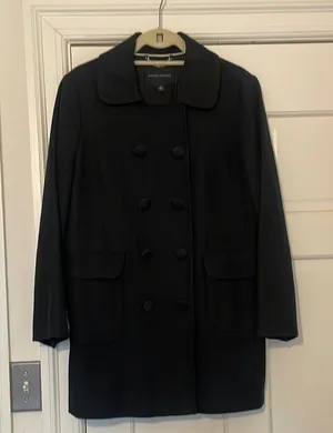 Banana Republic Navy Pea Coat Mid-Length Wool-Style thumbnail 1