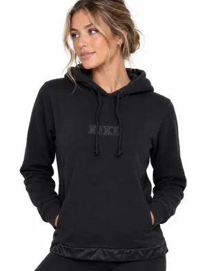 Nike Womens Y2K Black Pullover Hoodie Tonal Logo Fitted‎ NSW center swoosh thumbnail 1