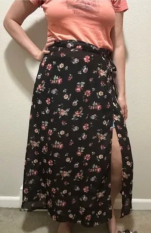 Vintage Solutions New York Floral True Wrap Maxi Skirt M Boho Cottagecore thumbnail 1