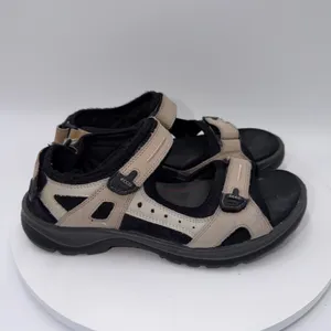 Ecco Yucatan Sandals Beige Black Nubuck Leather Hiking Walking Shoes Women 7-7.5 thumbnail 2