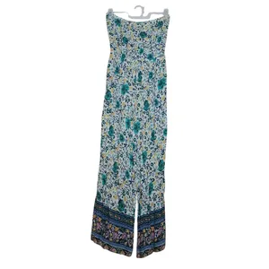 GiGio Strapless Wide Leg Jumpsuit Floral Pockets Size MEDIUM thumbnail 2