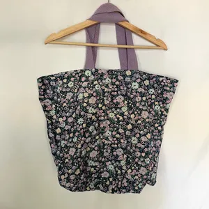 Laura Ashley purple green‎ floral tote bag large capacity cargo cotton thumbnail 4