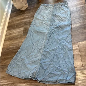 ANTHROPOLOGIE Holding Horses Chambray Denim Button Front Maxi Skirt size 2 thumbnail 7