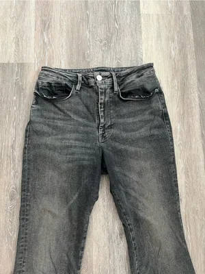 FRAME Le One Crop Mini Boot Jeans Womens Size 2 Hughes Gray Black Stretch Denim thumbnail 4