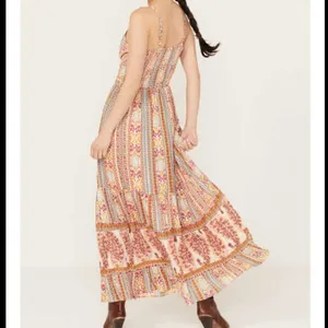 NWT Angie Pink and Brown Ruffled Tiered Maxi Sundress thumbnail 2
