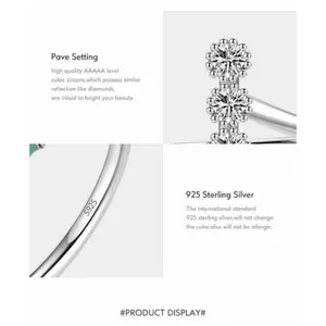 Women's Bezel Set Simulated Diamond Platinum Plated S925 Rhodium Ring, Size 5‎ thumbnail 9