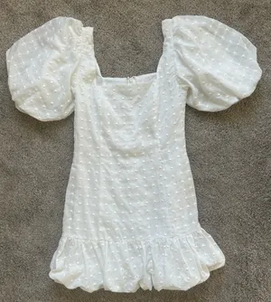 Sabo Skirt Dress Mini White Puff Sleeve thumbnail 3