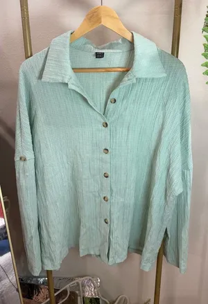 Size M Vintage Wash Gauze Lightweight Long Sleeve Blouse thumbnail 1