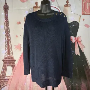 Lauren Ralph Lauren Navy Blue Linen Sweater Size XL thumbnail 3