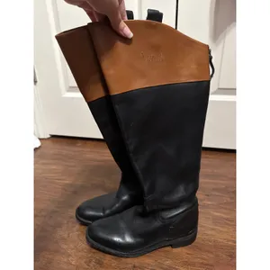 Franco Sarto Meyer Black Cognac Leather Riding Boots Wide Calf Equestrian thumbnail 2
