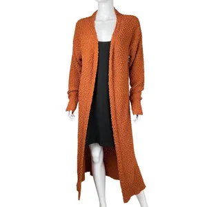 Andree by Unit Rust Orange Textured Long‎ Open Front Cardigan Sweater Size M thumbnail 5