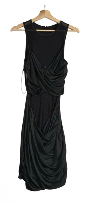 NEW Womens Tank Maxi Dress Sz M Black Flared Sleeveless Wide Strap Zipper Back thumbnail 1