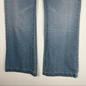 7 For All Mankind Dojo Wide Leg Flare Jeans Light Wash Denim thumbnail 4