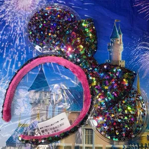 Disney parks rainbow Mickey confetti shaker snow globe Minnie Mouse ears thumbnail 1