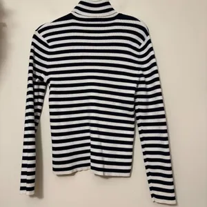VTG LAUREN Ralph Lauren Navy White Striped Turtleneck Sweater Size L 100% Cotton thumbnail 4
