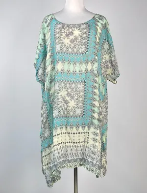 NWOT Johnny Was Arroyo Ice Floral Paisley Long Tunic Shirt Blouse Size L thumbnail 1