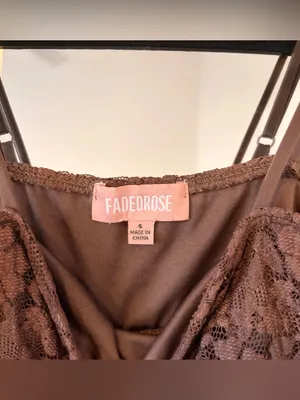 Faded Rose brown spaghetti strap lace babydoll top size Small Y2K coded thumbnail 2