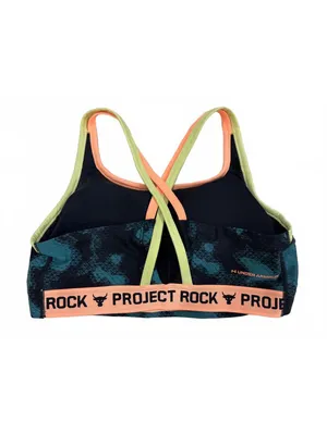 Under Armour Project Rock Crossback Green Orange Sports Bra Plus Size 1X thumbnail 4