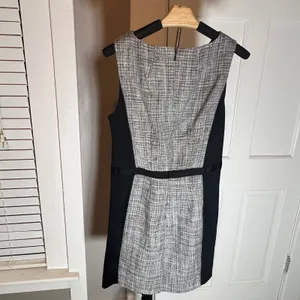 ELLE Womens‎ Grey Tweed Colorblock Sleeveless Sheath Work Dress Size 4 Black thumbnail 4