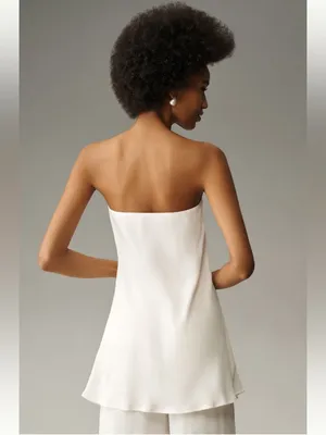 ANTHROPOLOGIE Silky Tube Top Ivory Blouse Sleeveless Size L NEW thumbnail 2