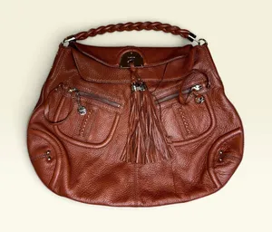 Vintage Bebe Y2K Leather Slouchy Hobo Shoulder Bag Brown Boho Tassel thumbnail 1