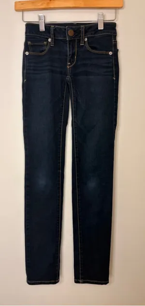 American Eagle Women Jeans Super Stretch Skinny Size 00 Low Rise Dark Wash thumbnail 1