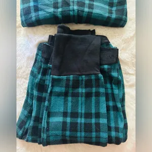 Victorias Secret Green Black Buffalo Plaid Thermal Pajamas Pjs Set ~ Small thumbnail 3